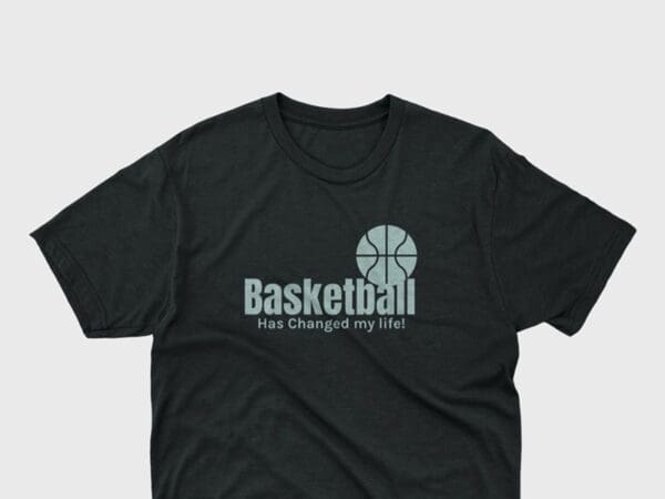 A black t-shirt with the words " basketball not charged by god ".