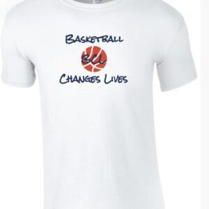 A white shirt with the words basketball champs lives written on it.