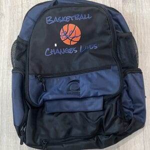 A backpack with the words basketball channel days on it.