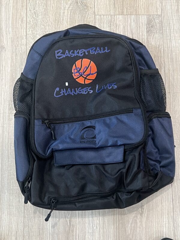 A backpack with the words basketball channel days on it.