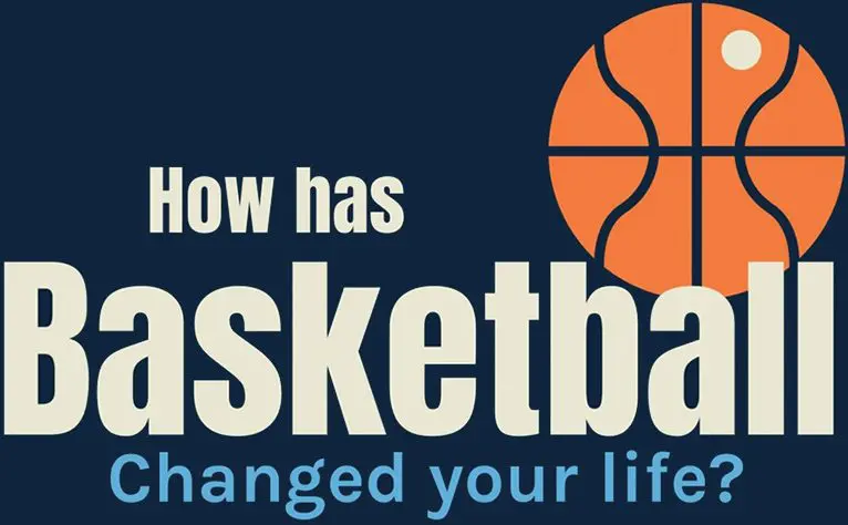 A basketball is shown with the words " how has basketball changed your life ?" underneath it.